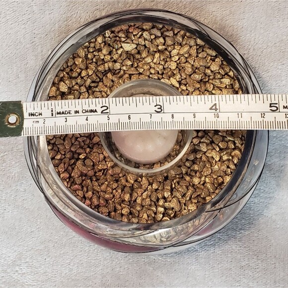 Tea Light Stained Glass Candle Holder with Gold Stones - Picture 4 of 5